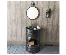 YRRA Mobile Bagno con Lavabo, Autoportante Sottolavabo Bagno Mobile Bagno Sottolavabo, Stile Industriale Vanità di Arte del Ferro con Cassetti 22,8 x 19,2 x 35,4 Pollici,Argento,with Mirror