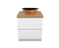VBChome Mobile da bagno, 50 cm, bianco e nero, 41 x 35 cm, con mobiletto per lavabo, 2 cassetti Moduo