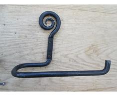 Ironmongery World®, portarotolo di carta igienica solido, in ferro battuto forgiato a mano, in stile casa di campagna, design a spirale srotolata, RUSTIC