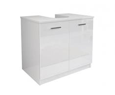 Mama Store Base ERA113BILU Mobile Copricolonna Sottolavabo in Kit da Montare con 2 Ante Bianco Lucido Laccato, Legno ingegnerizzato, Large