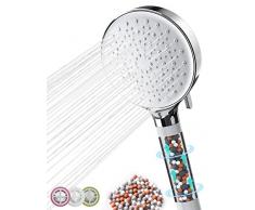 Soffione Doccia Anticalcare, Newentor 6 Modi Funzione soffione Doccia Alta Pressione, Soffione Doccia Grande Con Filtro, Doccia Soffione Risparmio Idrico Con Perline Filtranti Sostituibili