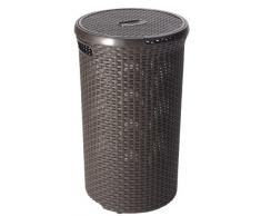 CURVER 203351 - Cesto per biancheria tondo in polipropilene aspetto vimini, 48 L