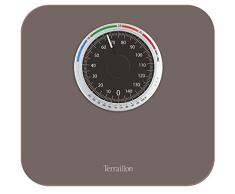 TERRAILLON - Bilancia da bagno meccanica - Quadrante grande con indicatore BMI, 150 kg max - Modello Nautic Up, marrone