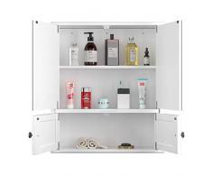 eSituro Armadietto Bagno con Specchio a Ante e Ripiani Regolabili Contenitore Armadietto a Muro SBP0029