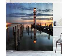 ABAKUHAUS Faro Tenda da Doccia, Faro Dusk Calm, Tessuto Set di Decorazioni per Il Bagno con Ganci, per la Vasca da Bagno, 175 cm x 240 cm, Multicolore
