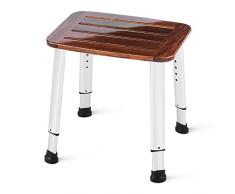 Sgabello da Doccia Regolabile Sedia per Doccia Bagno Sedile da Doccia con Piedini Antiscivolo, Teak