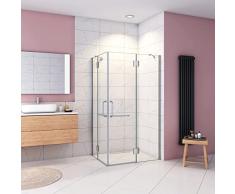 Box Cabina Doccia 80x100cm Angolare Battente 180 Vetro Temperato 8mm alta 190cm