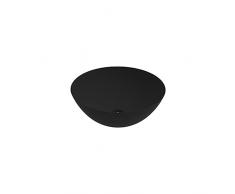 ERCOS Lavabo Dappoggio Circolare In Ceramica, Lavabo Bagno Colore Nero Opaco , Senza Troppopieno, Dimensioni 416x155 mm