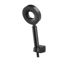 ESOP Soffione Doccia con 1.5m Tubo, Nero Autopulente Doccia a Mano 3 Modi Funzione Tondo Doccia Soffioni a Pioggia ABS Testa Doccia con Staffa Supporto Doccia (A)