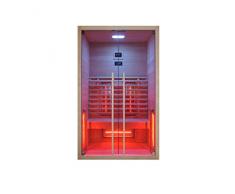 Cabina a infrarossi 120 x 100 x 195 cm per 2 persone in legno Hemlock | Cabina a infrarossi con schienale ergonomico | sauna a infrarossi con cromoterapia | cabina termica con 2 zone di controllo
