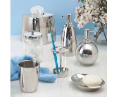 InterDesign Forma Dispenser Pompa di Sapone per Cucina/Bagno, Metallo, Argento, 9x9x19.75 cm