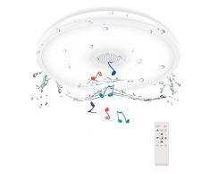 Horevo Plafoniera Impermeabile IP65 con Altoparlante Bluetooth e Telecomando, 18W luce diurna, 150W Equivalente, RGB Lampada da Soffitto a filo per Bagno, Cucina, Camera da Letto e allaperto