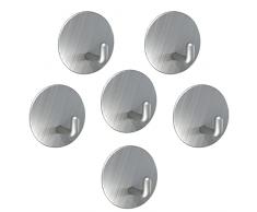 UKOFEW Ganci Adesivi, 6 Pezzi Ganci per Accappatoio Bagno, Porta Asciugamani Bagno Adesivo in 304 Acciaio Inox, Appendini da Muro, Ganci Termoarredo Bagno Impermeabile per Cucina e Bagno,Argento
