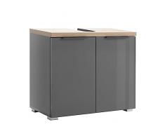 Composad | Sottolavabo della Linea MUNDI con 2 Ante e 1 Ripiano, Mobile Bagno Moderno, Sottolavello, Dimensioni (LxAxP): 70x60x35 cm, Grigio Titanio Laccato e Rovere Miele, Made in Italy