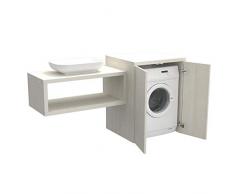 Ve.Ca. Mobile bagno coprilavatrice Stoccolma con ante, in legno, mensola lavabo + copri lavatrice/asciugatrice + lavabo, diversi colori, lavanderia bagno (Bianco larice)