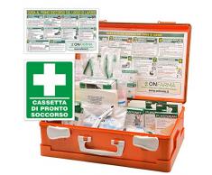 FARMABOX2 cassetta pronto soccorso medica completa di Misuratore di Pressione + Cartello di segnalazione e Cartello adesivo istruzioni di Primo Soccorso. Conforme aziende con 3 o più lavoratori