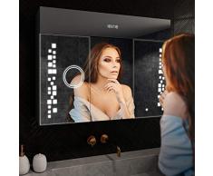 Artforma Armadietto da Bagno con Specchio e Illuminazione LED con 3-Porta (100 x 72 x 16,6 cm) | 17 Colore del Prodotto a scelta | Parete Bagno Armadietto