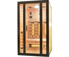 Cabina a infrarossi 120 x 105 x 195 cm per 2 persone in legno Hemlock | Dotato di 6 faretti a luce rossa (3 di cui regolabili) + 1 piastra riscaldante in magnesio | sauna a infrarossi con cromoterapia