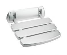 PrimeMatik - Sedile per doccia pieghevole. Sgabello per anziani in plastica e alluminio argento 350x348mm