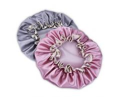 Outflower 2pcs Elegante Cuffia da Doccia Impermeabile Monocromatica a soffice e Confortevole Cappello pettinatura a Doppio Strato