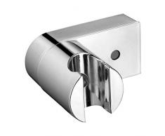 Ibergrif M20403 Supporto Soffione Doccia Muro in ABS, Porta Doccetta Parete, Cromo, Argento