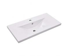 vidaXL Lavabo da Incasso con Foro di Trabocco Moderno Elegante Lavandino Lavello Sanitari Bagno Toilette 81x39,5x18,5 cm in Ceramica Bianco
