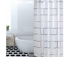 juingio Tenda per Doccia, Bianca, Impermeabile e Resistente alla Muffa, con 12 Ganci, per Vasca da Bagno 180x200cm