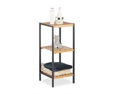 Relaxdays Scaffale, Mobile 3 Ripiani per Bagno e Cucina, Quadrato, bambù, Marrone Chiaro, HxLxP 70 x 30 x 30 cm