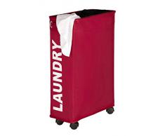 Wenko 3450114100 - Portabiancheria salvaspazio "Corno", in poliestere, capacità: 43 l, dimensioni: 40 x 60 x 18,5 cm, colore: Rosso