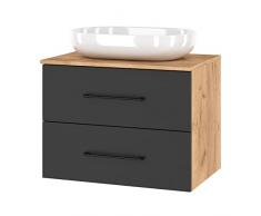 Planetmöbel Mobili da bagno Mobiletto LUX 70 cm Rovere oro/Antracite SENZA LAVABO
