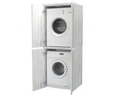Ve.Ca. Mobile colonna con ante Coprilavatrice in legno, copri lavatrice/asciugatrice, diversi colori, anche su misura, lavanderia bagno (Shabby chic)