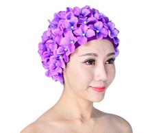 BienBien Cuffia da Nuoto da Donne Petalo Floreale Nuoto Cappello Cuffia da Bagno Piscina Doccia Beanie Funny Turbante Fascia Capelli per Spa vintage Swimming Cap