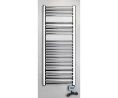 farho Scaldasalviette Elettrico Nova Cromato ·· Scalda-Asciugamani con termostato Digitale · Termoarredo Elettrico Bagno · 800 Watts · Misure 1200 x 500 mm