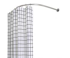 HJHY@ Asta a Tensione Tenda Doccia per Vasca Vasche da Bagno Angolare Bastone Tenda Doccia Curvo a Pressione Tipo L,Bastone Tenda Doccia Circolare Regolabile in Acciaio Inossidabile 60 to 80cm