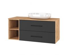 Planetmöbel Mobili da bagno Mobiletto LUX 120 cm rovere oro/antracite SENZA lavabo