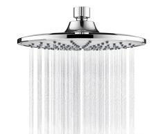 HORJOR Soffione Doccia Rotondo 8 Pollici a Pioggia, Soffione Doccia Anticalcare Testa Doccia Tonda ad Alta Pressione con 100 Getti In Silicone Accessori Bagno