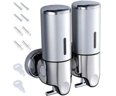 TsunNee 1000ML Dispenser di sapone a doppia pompa montaggio a parete, dispenser manuale di gel disinfettante per le mani, dispenser per gel doccia contenitore per lozione per bagno cucina hotel