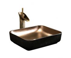Lavabi da bagno Lavandino da bagno, lavandino rettangolare in ceramica in porcellana artistica, lavandino del piano di lavaggio for la vanità di gabinetto, nero Lavello da appoggio