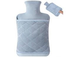 Vicloon Borsa dellacqua Calda Grande, 2L Borsa Acqua Calda, Bottiglia di Acqua Calda in Gomma, Boule Acqua Calda con Morbida Fodera in Peluche, Hot Water Bottle per Mano Piede Caldo, Stile Tascabile