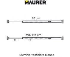 Maurer 4042204 - Supporto Tenda Per Doccia Tubo Estensibile 70 Cm Max 125 Alluminio Bianco
