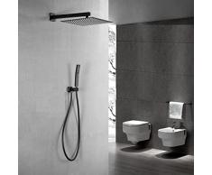 Set doccia nero completo di soffione quadrato e set doccetta KZ-1004-2 (soffione 25x25)