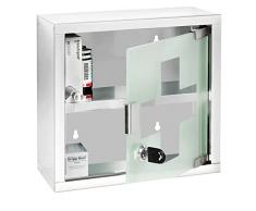 WENKO Armadietto per i medicinali acciaio inossidable 25 x 25 cm - Armadietto per medicinali con serratura, Acciaio inossidabile, 25 x 25 x 12 cm, Lucido