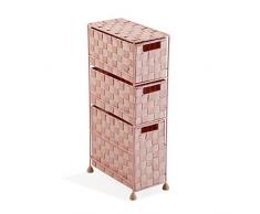 VERSA Mannheim Mobiletto Salvaspazio Ausiliario per Il Bagno, Arredo Bagno, Cassettiera con 3 cassetti per organizzare, Misure (A x L x l) 57 x 28 x 15,5 cm, Nylon, Colore Rosa
