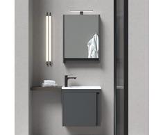 Planetmöbel Mobile sottolavabo 50 cm, grigio opaco, con armadietto a specchio, 50 cm, grigio opaco