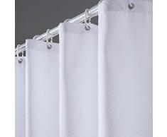 Furlinic Tende Doccia Anti-Muffa Tessuto in Poliestere, Grande Tende Doccia a Nido dApe Impermeabile &Lavabile,Tenda Vasca da Bagno con 12 Ganci Tenda Doccia Bianco-180x210cm.