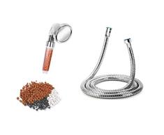 Soffione doccia con tubo flessibile 1,5 m, filtrazione doccia spray filtro ionico soffione doccia portatile 200% alta pressione 30% risparmio idrico per pelle secca e capelli 3 modalità