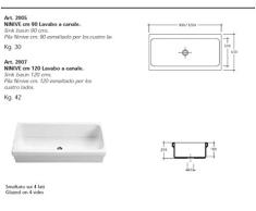 Linpha Sanitari LAVABO A CANALE IN CERAMICA cm 120 x 45 x 20
