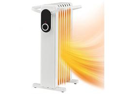 RELAX4LIFE 1500 W Radiatore ad Olio Portatile a Basso Consumo con 3 Livelli di Riscaldamento, con 7 Elementi e Portasciugamano, Protezione Surriscaldamento, fino a 20㎡ (Bianco)