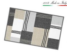 ARREDIAMOINSIEME-nelweb Tappeto Cucina Tessitura Piatta Retro Antiscivolo Moderno Quadri Multiuso Corridoio Bagno Camera MOD.FAKIRO38 57x240 Grigio (G)