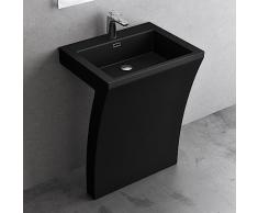 doporro® Lavandino a Colonna 60x48x83cm,Lavandino su Piedistallo per Bagni Colossum07 Lavabo a Colonna in Marmo Colato, Nero